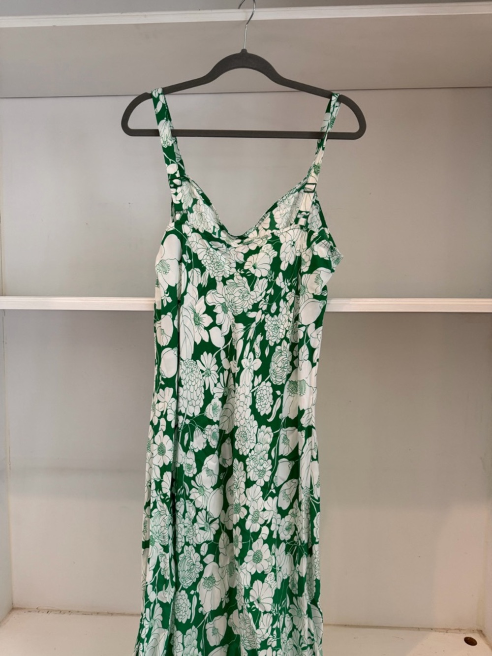 J. Crew Green and White Floral Slip Maxi Dress